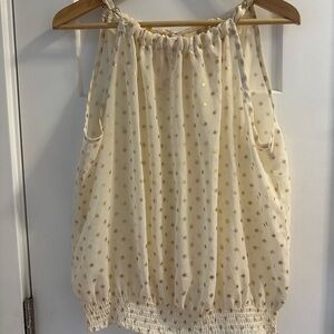 Elegant Cream and Gold Polka Dot Women's Top Juniors XL fits like Women’s Large